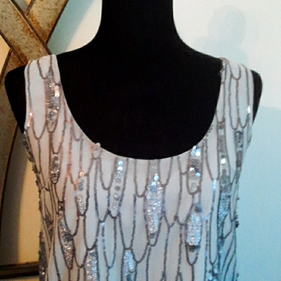 BB DAKOTA Roselyn Silver Sequin Sleeveless Mini Shift Dress - Picture 5 of 15
